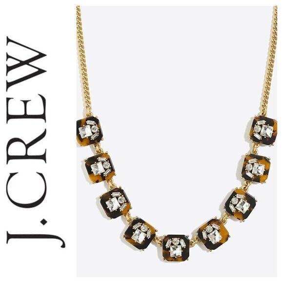 J.Crew Tortoise & Crystal Adjustable Necklace - Picture 1 of 12